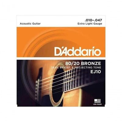 Encordoamento Violão Aço 010-047 Ej10-b Addario Corda Extra