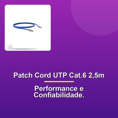 Patch Cord U-utp Cat.6 Cmx 2,5m Azul