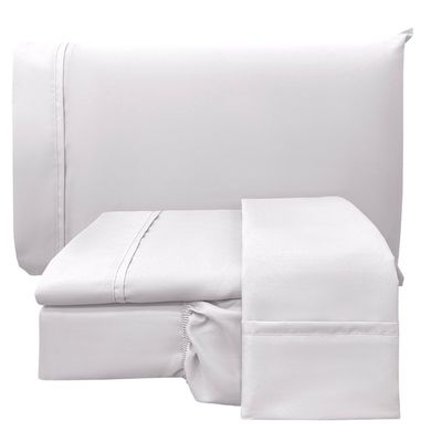 Jogo de Cama Lençol Queen Conforto Percal 300 Fios 4 Peças - Branco