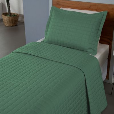 Kit Cobre Leito Matelado Copacabana 2 Peças Solteiro 100% Poliéster Percal 300 Fios - Verde