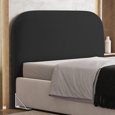 Cabeceira Cama Box King 195cm Orgânica Lanna W01 Bouclê Preto - Lyam Decor