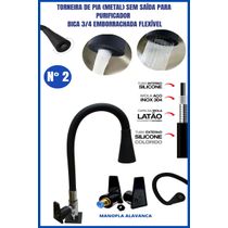 Torneira Pia Metal Sem Saída Para Purificador Bica 3/4 Emborrachada Flexível Manopla Alavanca