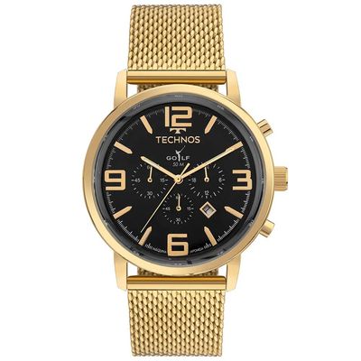 Relógio Technos Masculino Ref: Os20iqv/1p Cronógrafo Mesh Dourado
