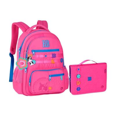 Kit Mochila De Costas E Estojo Rosa 17,5 Rebecca Bonbon