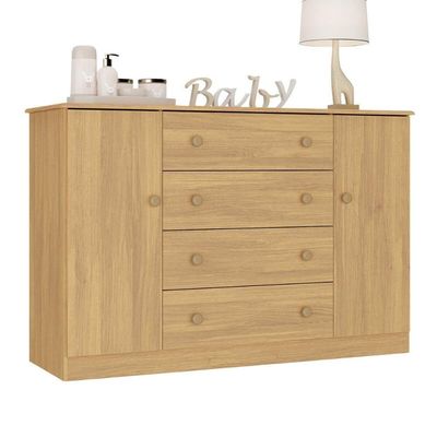 Cômoda Infantil 125cm 2 Portas E 4 Gavetas Encanto Multimóveis Mp4450 Madeirado Madeirado