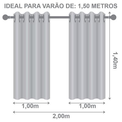Cortina Blackout Cinza Com Voil Xadrez 2,00 M X 1,40 M 100% Poliéster - Avelã