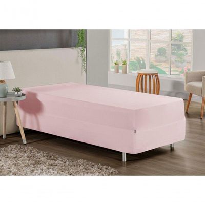 Jogo De Cama Solteiro Nobre 2 Peças Luva De Box 55cm De Altura Malha 100% Algodão - Rosa