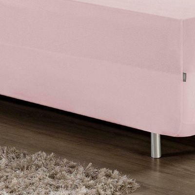 Jogo De Cama Solteiro Nobre 2 Peças Luva De Box 55cm De Altura Malha 100% Algodão - Rosa
