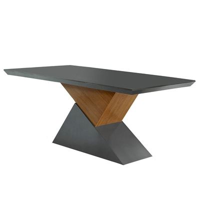 Mesa Tampo Mdf E Vidro 6 Cadeiras Creme/Grafite/Imbuia