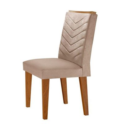 Mesa Tampo Mdf E Vidro 6 Cadeiras Creme/Grafite/Imbuia