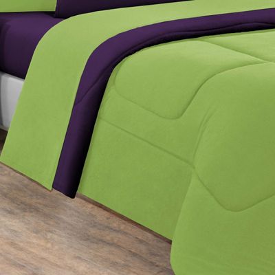Edredom Malha 100% Algodão Gran Moratta 1 Peça Queen - Verde Pistache/Roxo