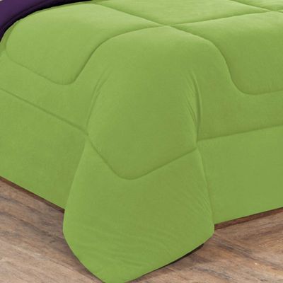 Edredom Malha 100% Algodão Gran Moratta 1 Peça Queen - Verde Pistache/Roxo