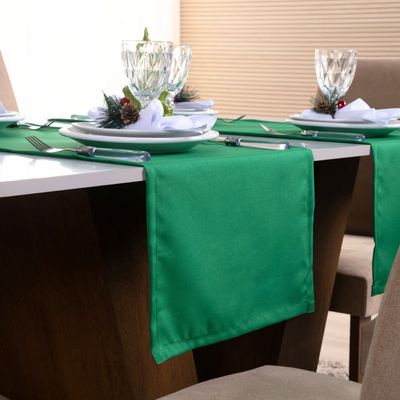 Caminho de Mesa Basic Liso 1 Peça 1,30m x 40cm Decorativo Tecido Oxford - Verde