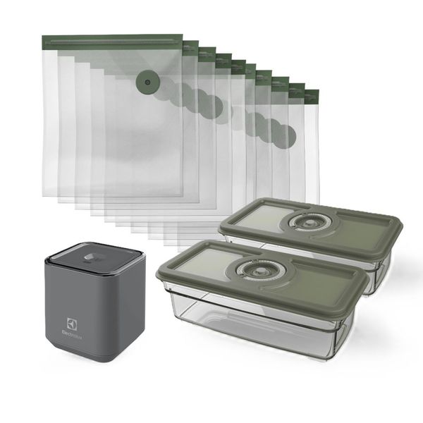 Conjunto Seladora Portátil com 10 Sacos e 02 Potes Herméticos para Fechamento a Vácuo Não se aplica