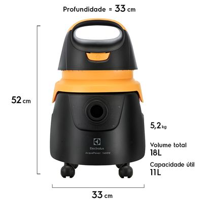 Aspirador de Pó e Água Electrolux 1400W 11L Acqua Power com Função Sopro Amarelo (AQP20) 127V