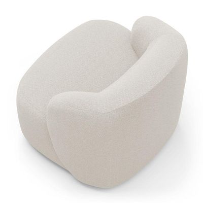 Poltrona Giratória E Sofá Orgânico Living Leez 170cm 02 Lugares Bouclê Off White - Desk Design