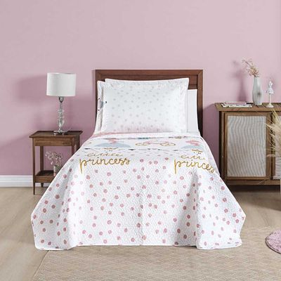 Kit Cobre Leito Colcha Carrosel Infantil Solteiro 2 Peças Microfibra Dupla Face - Princesa Princess