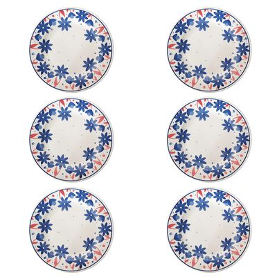 Prato Raso de Cerâmica Donna Sossego 24cm 6 Unidades - Biona 135735
