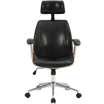 Cadeira Para Escritório Presidente Giratória Office Natural Polaris Corano R01 Preto - Lyam Decor