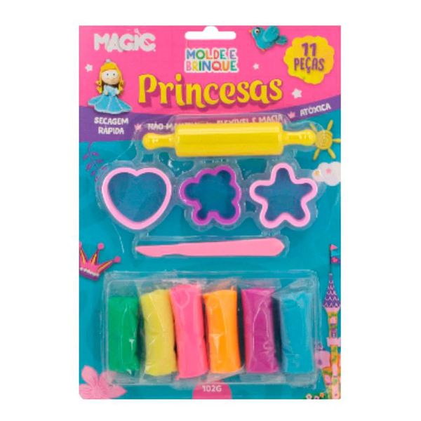 Kit de Massa de Modelar Princesas Magic Kids Molde e Brinque