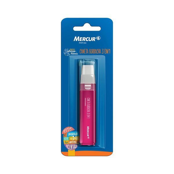 Caneta Borracha Mercur 3x1 Rosa