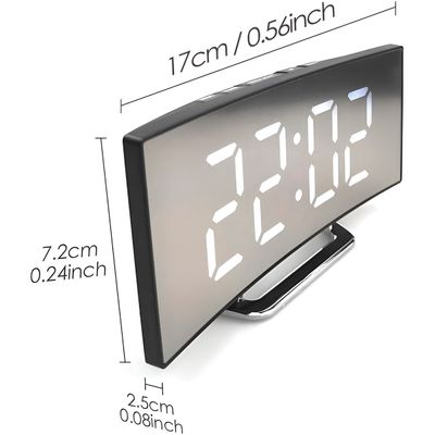 Relógio Digital de Mesa Curvado Espelhado