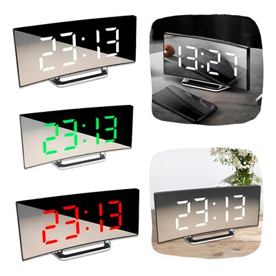 Relógio Digital de Mesa Curvado Espelhado
