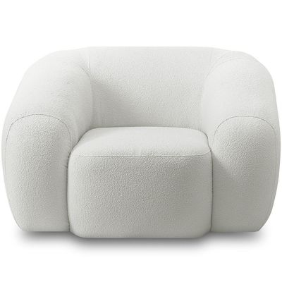 Kit 02 Poltronas Decorativa Orgânica Para Sala Living Emery M05 Bouclê Creme - Lyam Decor