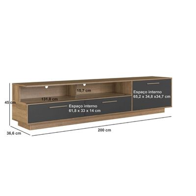 Rack Para Tv Até 75 Polegadas Com Iluminação Led Ravenna Grafite