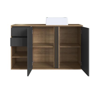 Gabinete de Banheiro 110cm Antônia com 2 Portas Gavetas e Cuba Branca