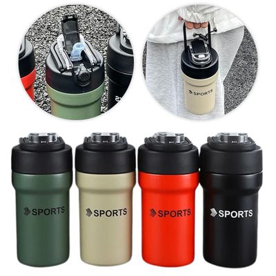 Garrafa Térmica Copo Inox 500ml Canudo Alça Esporte Academia Cor:Vermelho