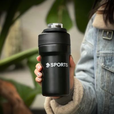 Garrafa Térmica Copo Inox 500ml Canudo Alça Esporte Academia Cor:Vermelho