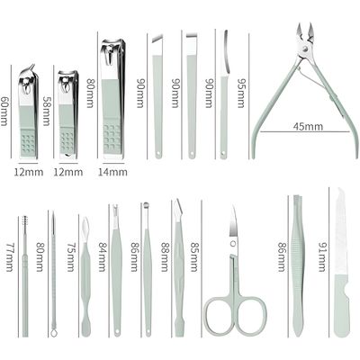 Kit Manicure e Pedicure 16 Peças Portátil – Estojo Slim em Couro PU para Unhas, Cutículas e Cuidados Pessoais
