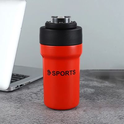 Garrafa Térmica Copo Inox 500ml Canudo Alça Esporte Academia Cor:Vermelho