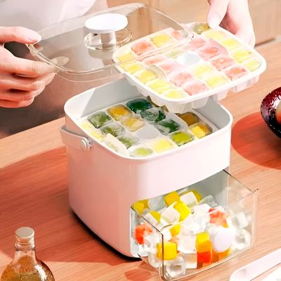 Caixa Dispenser Molde de Gelo 2 em 1 Forma Gaveta - Praticidade e Organização em um Só Produto