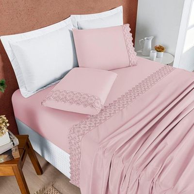 Jogo De Cama Nobless Solteiro 03 Peças - Rosa Blush
