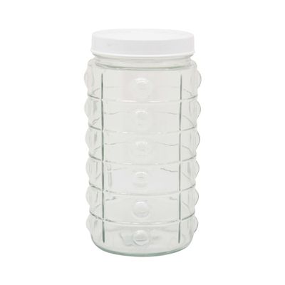 Pote de Vidro Le Classic Redondo Tampa Branca 1,7L