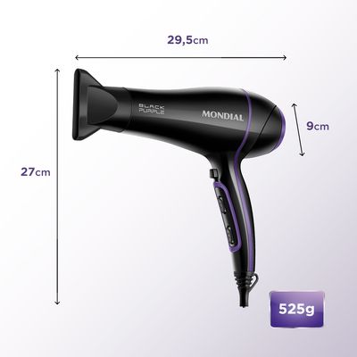 Secador de Cabelo Mondial SCN-01 Preto 2000W - 127V