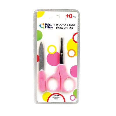 Kit Higiene Pais e Filhos com Tesoura e Lixa Rosa
