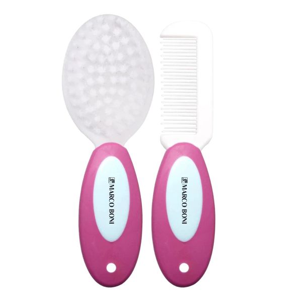 Kit Escova e Pente Baby Marco Boni Rosa Kit Escova e Pente Baby Marco Boni Rosa