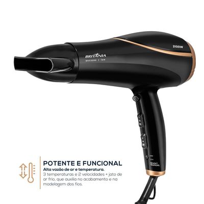 Secador De Cabelos Britânia 2100W BSC2250 Preto Bivolt