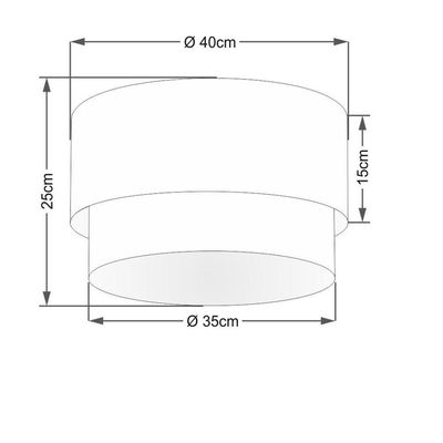 Plafon Duplo Cilíndrico Vivare Md-3045 Cúpula Em Tecido 40x35cm - Bivolt Preto-branco 127/220v