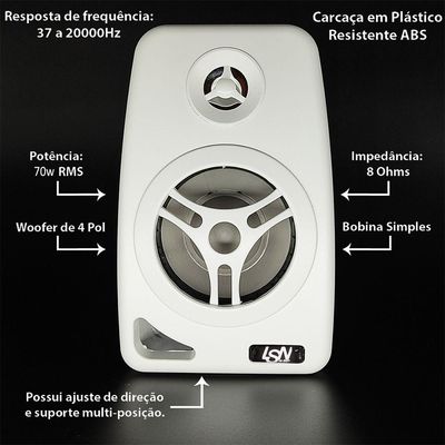 Par Caixa De Som Ambiente 4pol 70w 8r Branca Leson