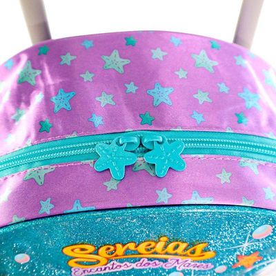 Mochila De Rodinhas Escolar Sereia Encanto Dos Mares Voltas às Aulas
