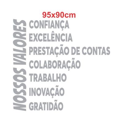 Adesivo Parede Corporativo Nossos Valores Empresa Escritório 95x90cm Branco Cor Preto