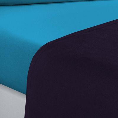 Jogo De Cama Malha Lençol 100% Algodão Gran Moratta 4 Peças Casal - Roxo/Azul Turqueza