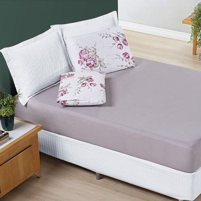 Jogo de Lençol Júlia Queen 3 Peças Micropercal 200 Fios Floral - Lilac