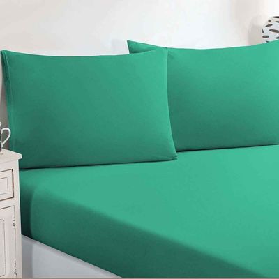 Jogo De Cama Malha Lençol 100% Algodão Gran Moratta 3 Peças Queen - Verde Jade