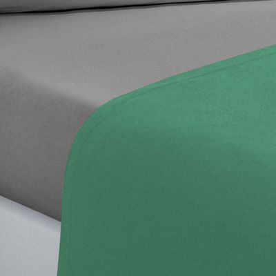 Jogo De Cama Malha Lençol 100% Algodão Gran Moratta 3 Peças Solteiro - Verde Jade/Cinza