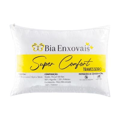 Travesseiro 50X70Cm Antialérgico Lavável Fibra Siliconada Macio Confort - Branco